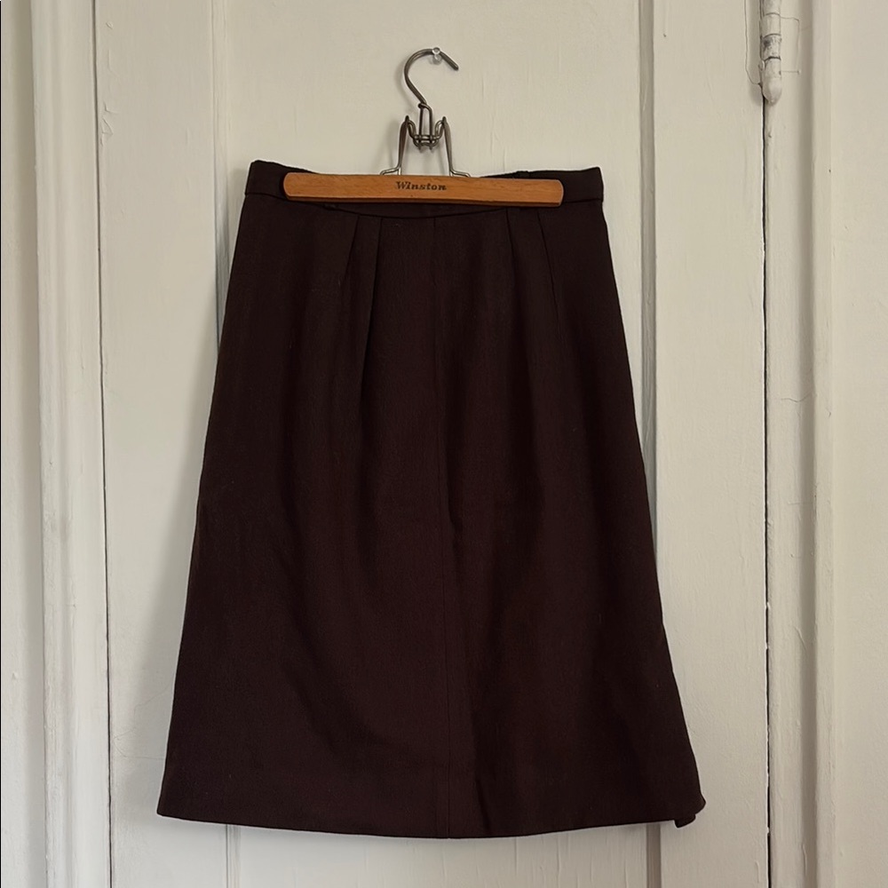 Vintage Brown Wool Knee Length Skirt